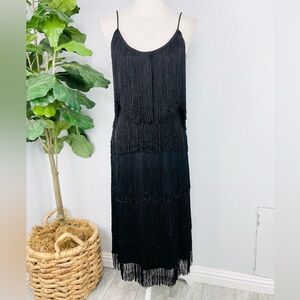 Vintage Shuet Young for HW Collections Black Finger Flapper Style Midi Dress